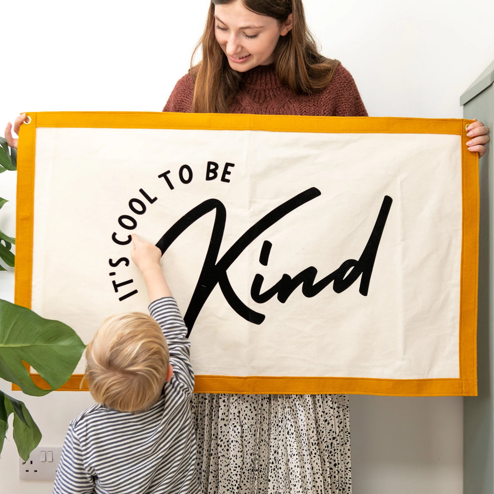 It's Cool To Be Kind Fabric Wall Art Banner by Clouds and Currents