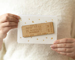 Personalised Wooden Ticket Christmas Card by Clouds & Currents