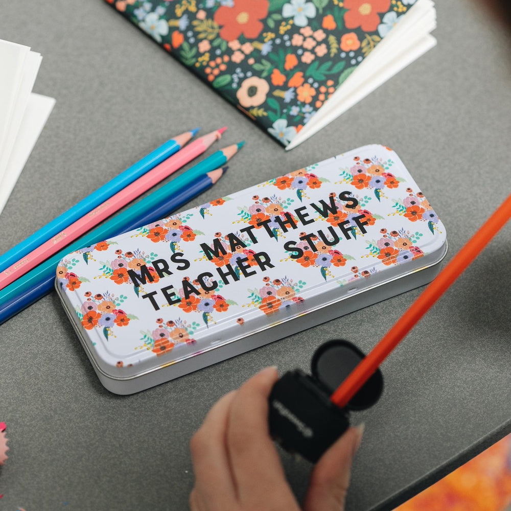 Personalised Floral Pencil Case Teacher GiftClouds and Currents