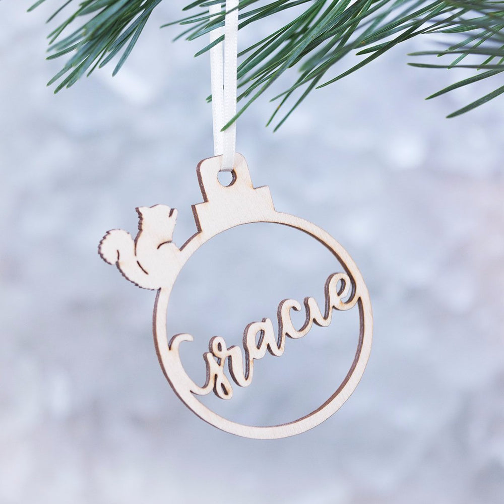 Personalised Squirrel Christmas Bauble by Clouds and Currents