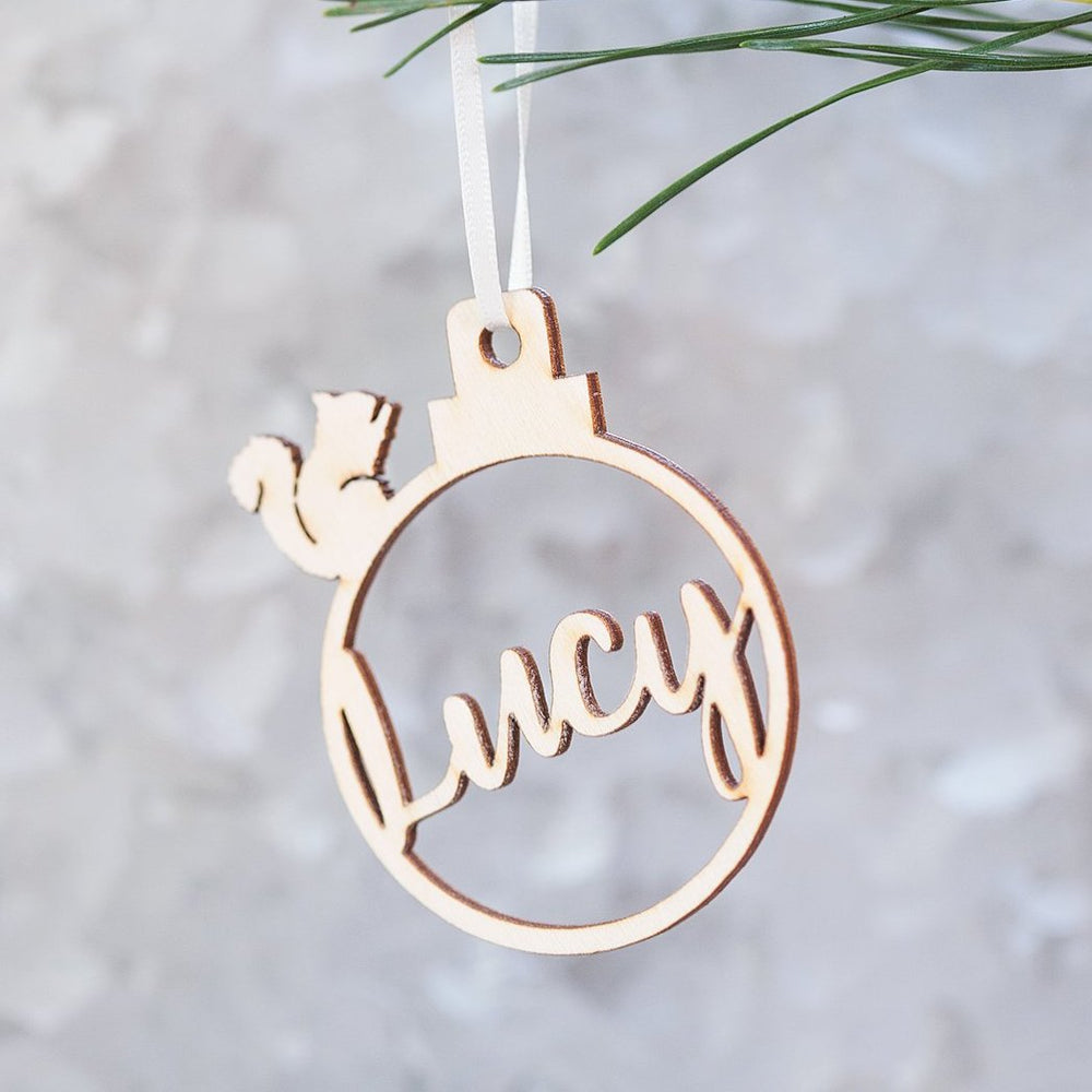 Personalised Squirrel Christmas Bauble by Clouds & Currents