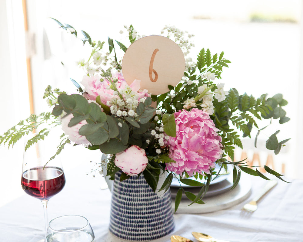 Simple Wedding Table Numbers by Clouds & Currents