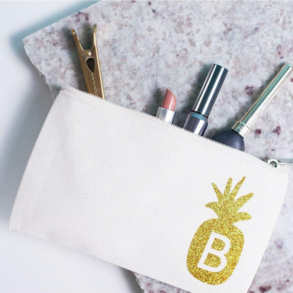 Pineapple Initial Makeup Bag by Clouds and Currents