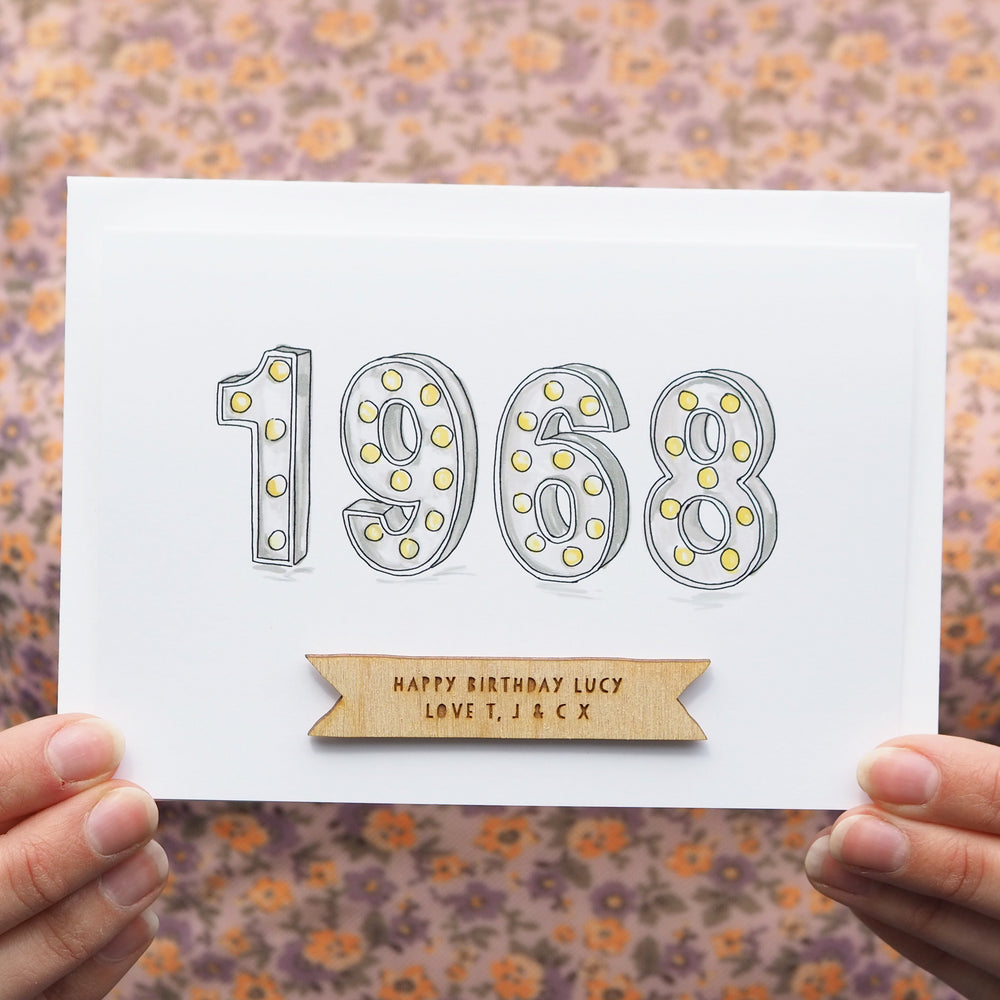 Personalised 'Year You Were Born' Lights Birthday Card by Clouds and Currents