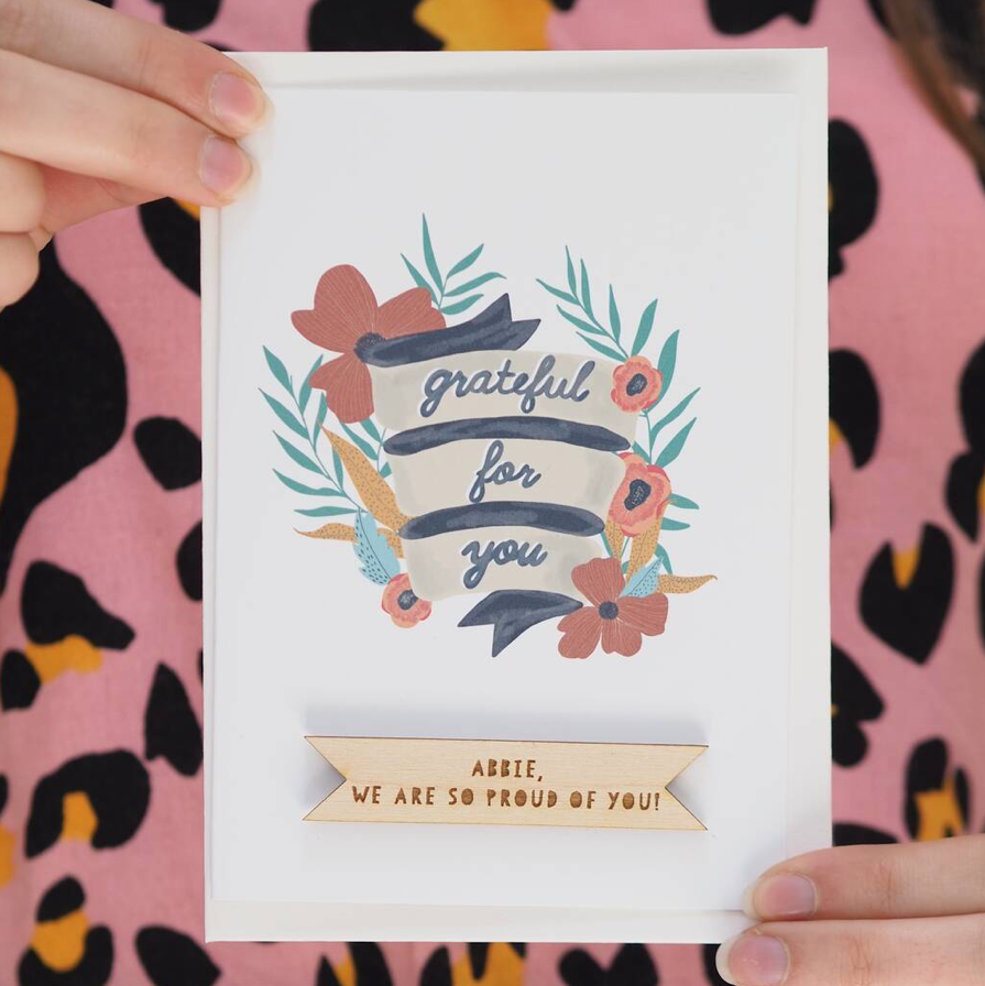 Personalised Grateful For You Card by Clouds & Currents