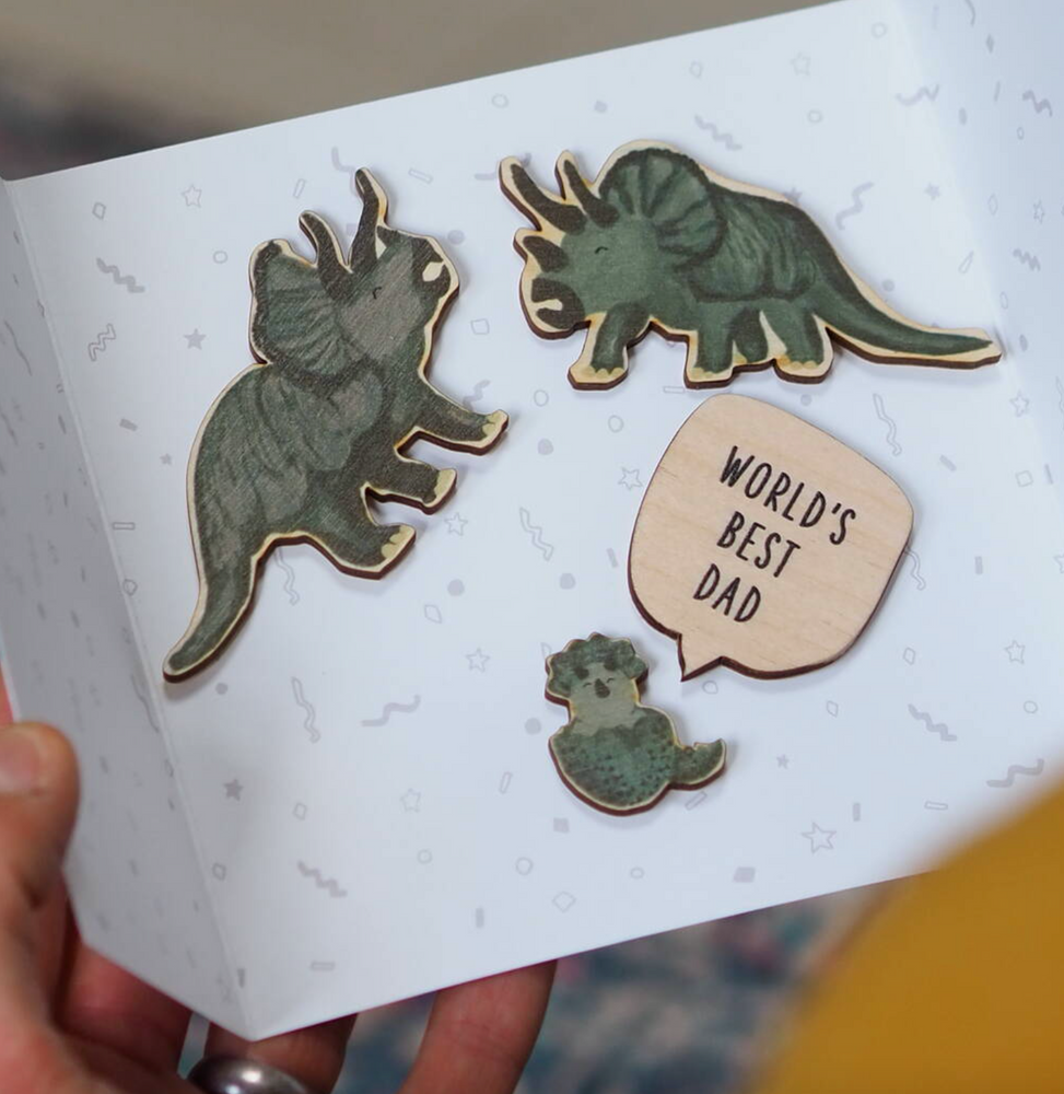 Personalised Family Dinosaur Magnets Father's Day Card by Clouds & Currents