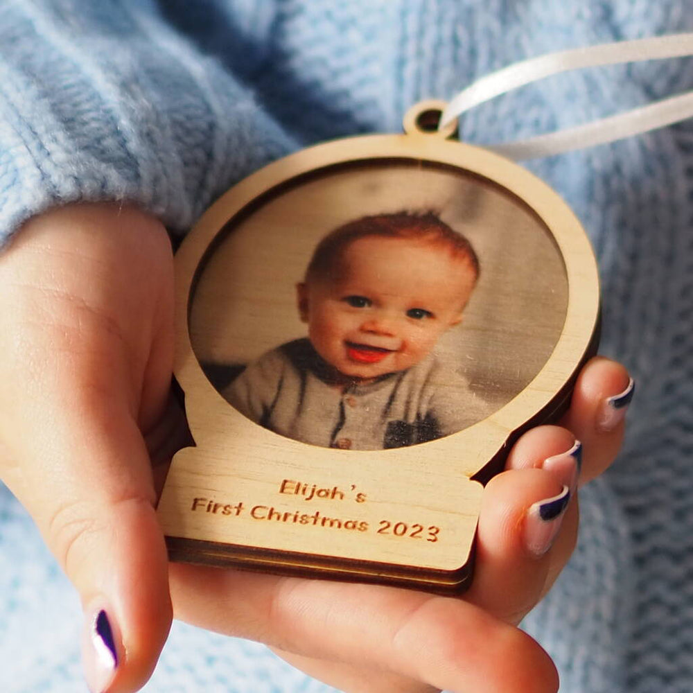 Personalised Baby's First Christmas Photo Bauble