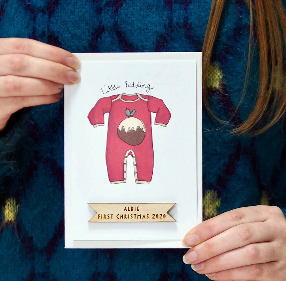 Personalised First Christmas Pudding Card