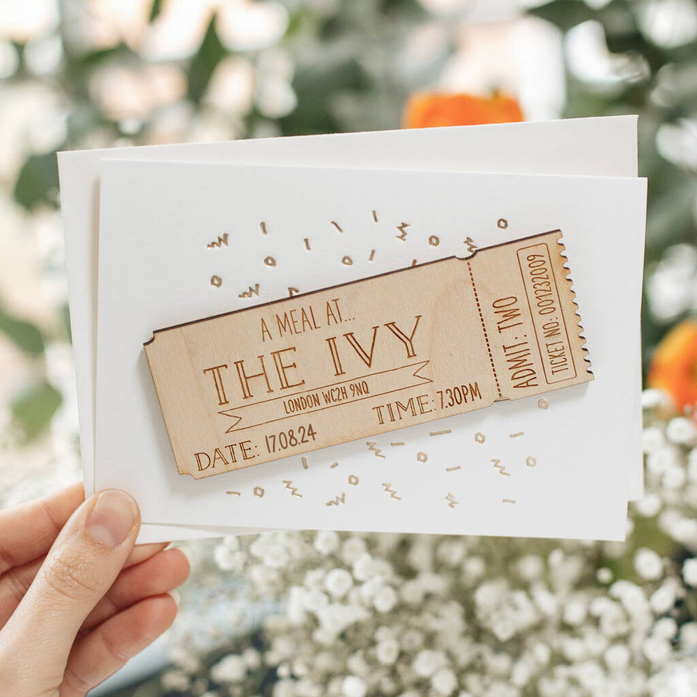 Personalised Wooden Ticket Gift Card