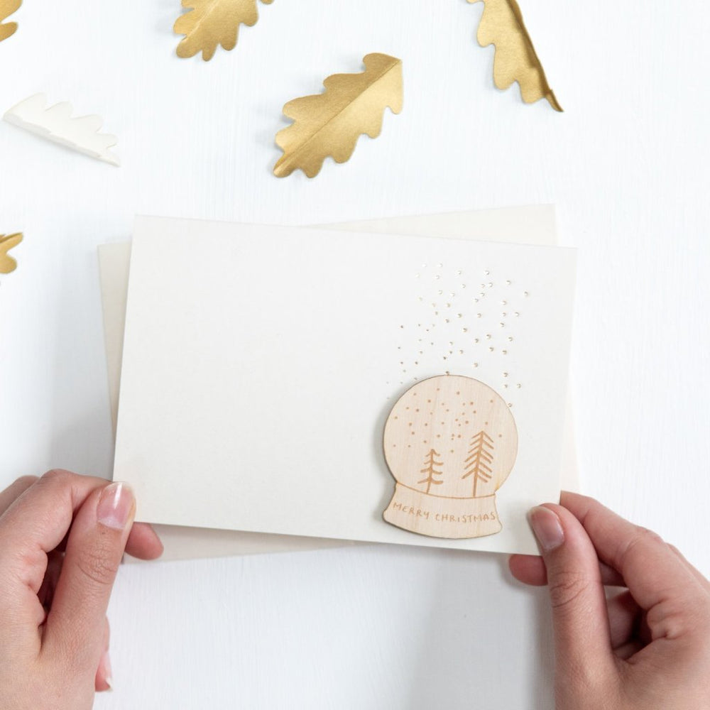 Wooden Snow Globe Card by Clouds and Currents