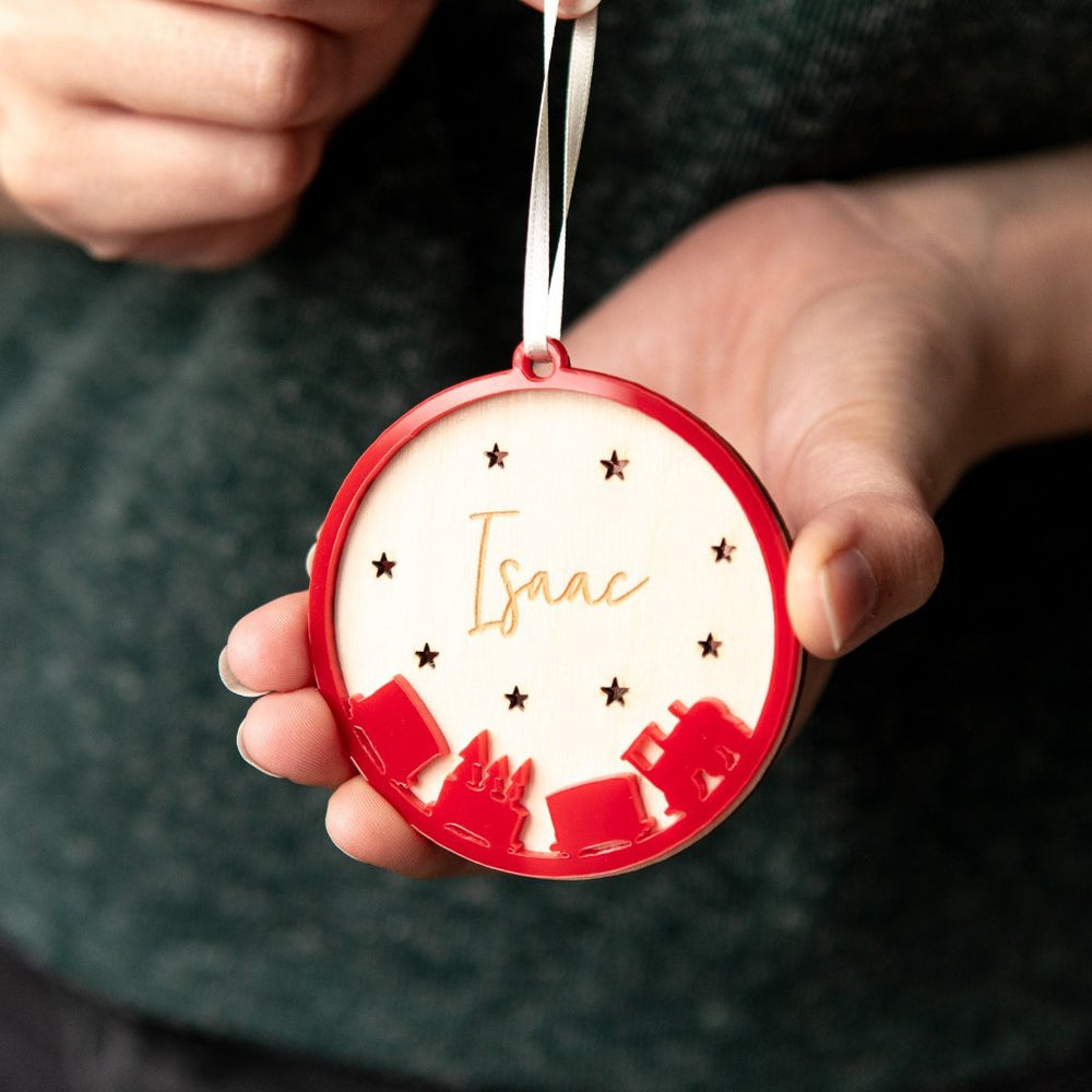 Personalised Train Christmas Bauble by Clouds and Currents