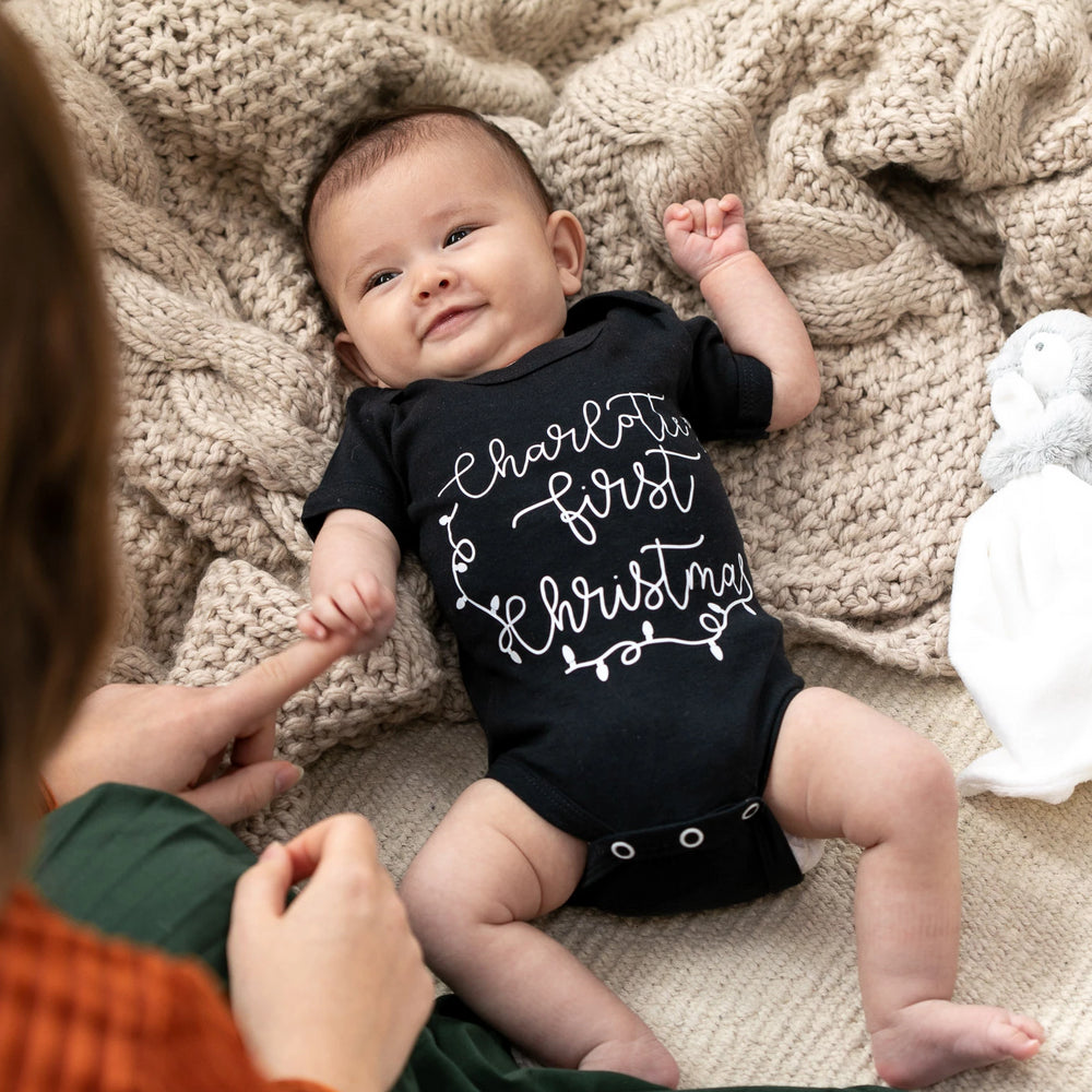 Personalised First Christmas Lights Babygrow by Clouds and Currents