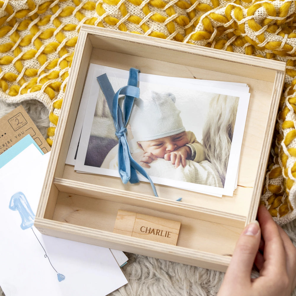 Personalised Photo New Baby Keepsake Box by Clouds & Currents