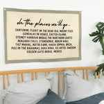 Personalised Travel Bucket List Fabric Wall Art by Clouds & Currents