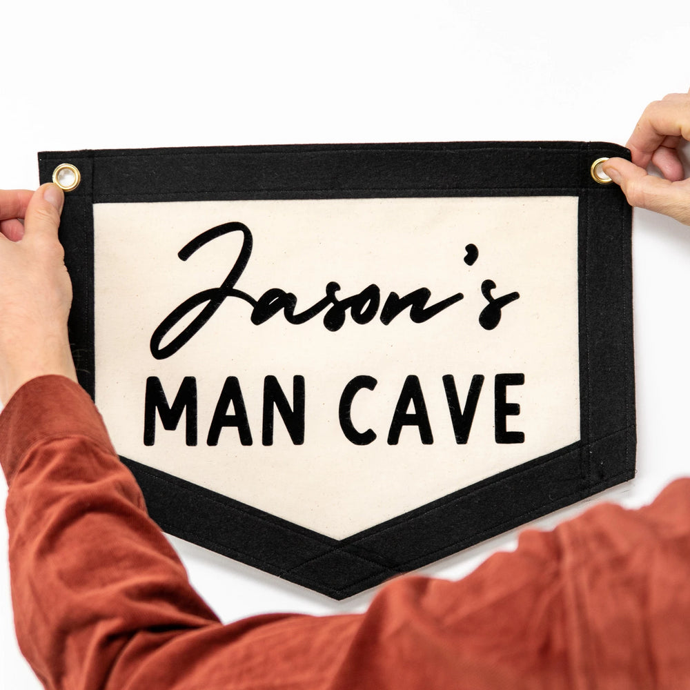 Personalised Man Cave Wall Art Banner by Clouds and Currents