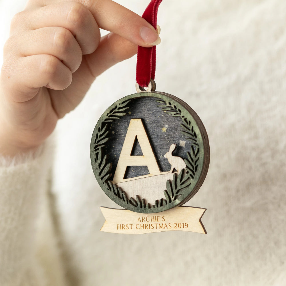 Personalised Initial First Christmas DecorationClouds and Currents