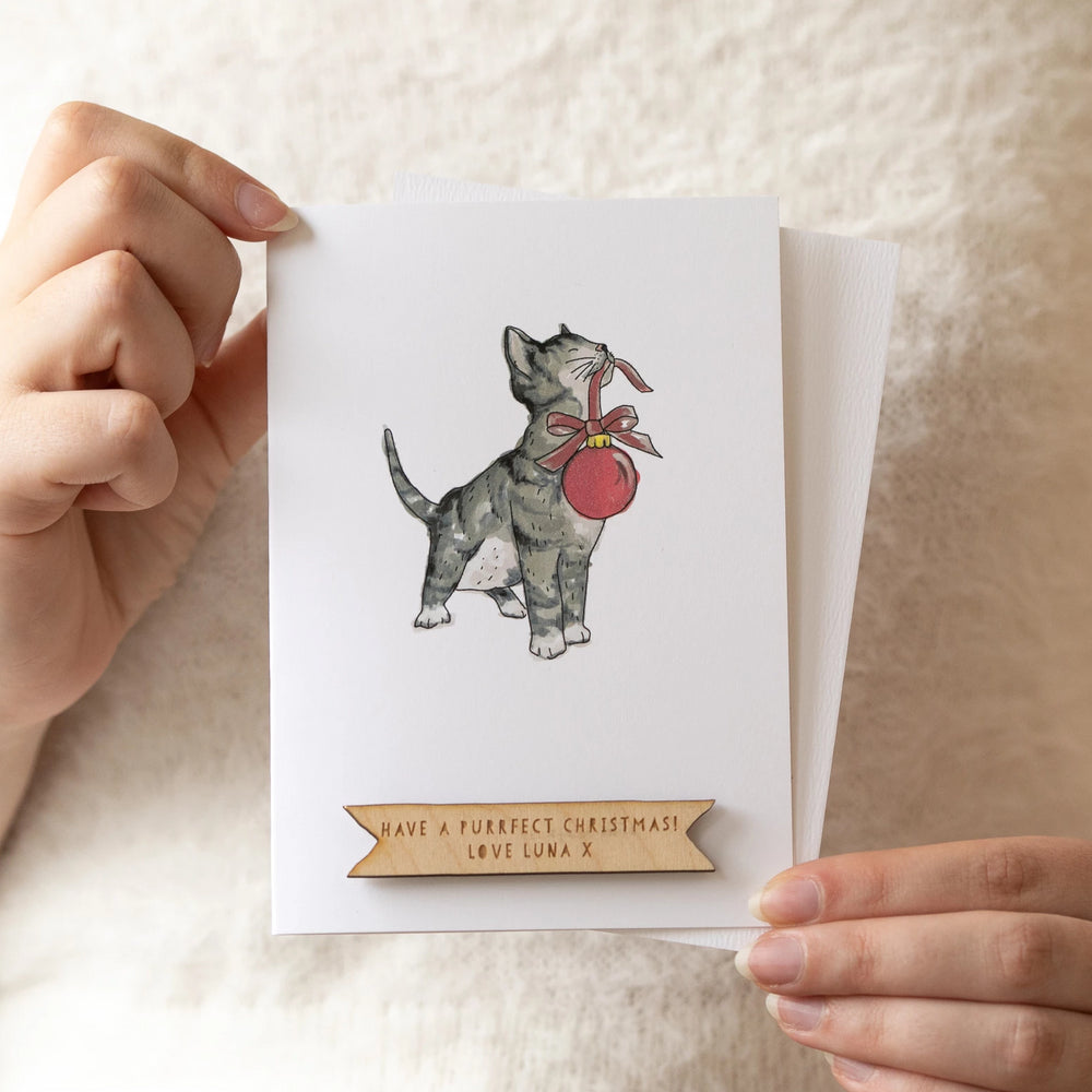 Personalised Merry Christmas Cat Card by Clouds and Currents