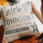 Personalised Birth Announcement Cushion by Clouds and Currents