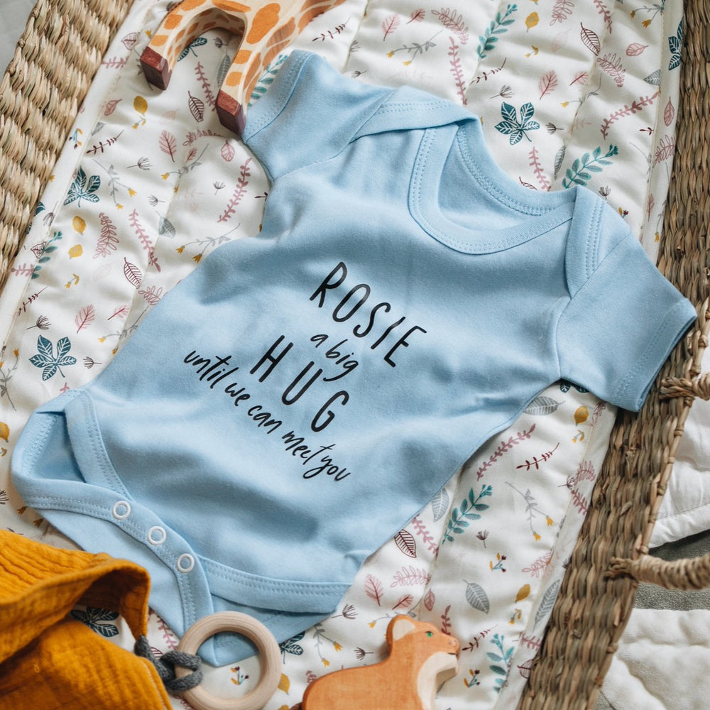 Personalised Big Hug New Baby Bodysuit by Clouds and Currents