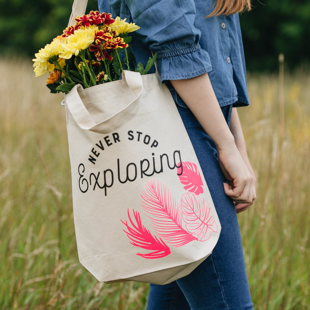 Never Stop Exploring Tote Bag and Makeup Bag Set by Clouds and Currents