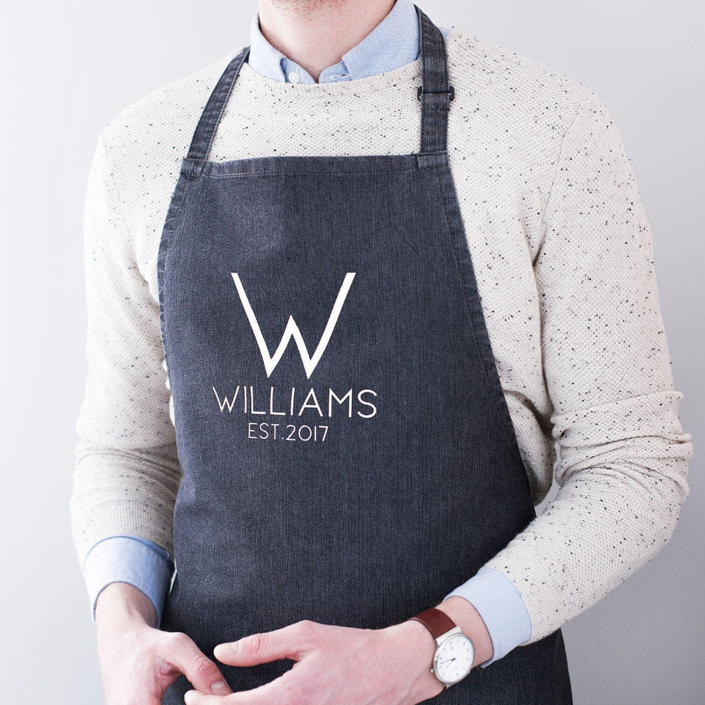 Family Name Est. Denim Apron by Clouds and Currents