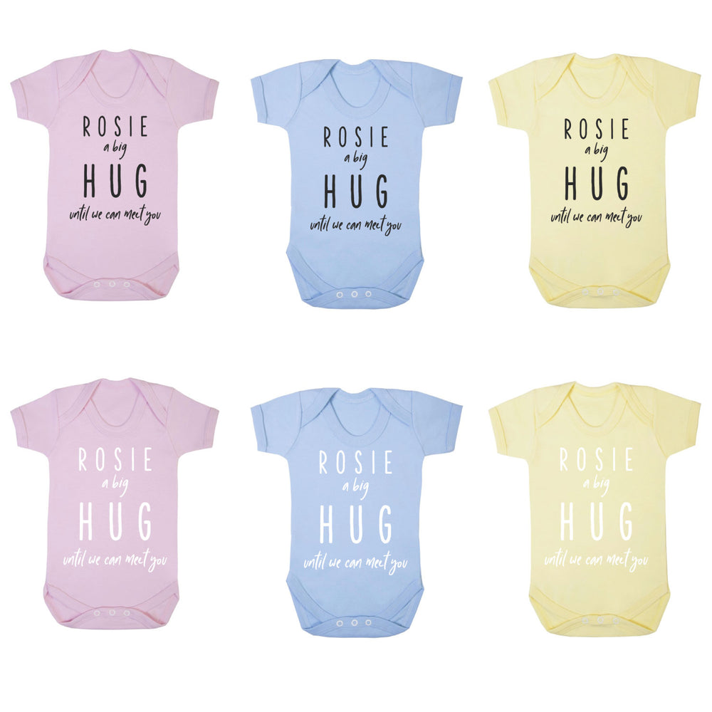 Personalised Big Hug New Baby Bodysuit by Clouds & Currents