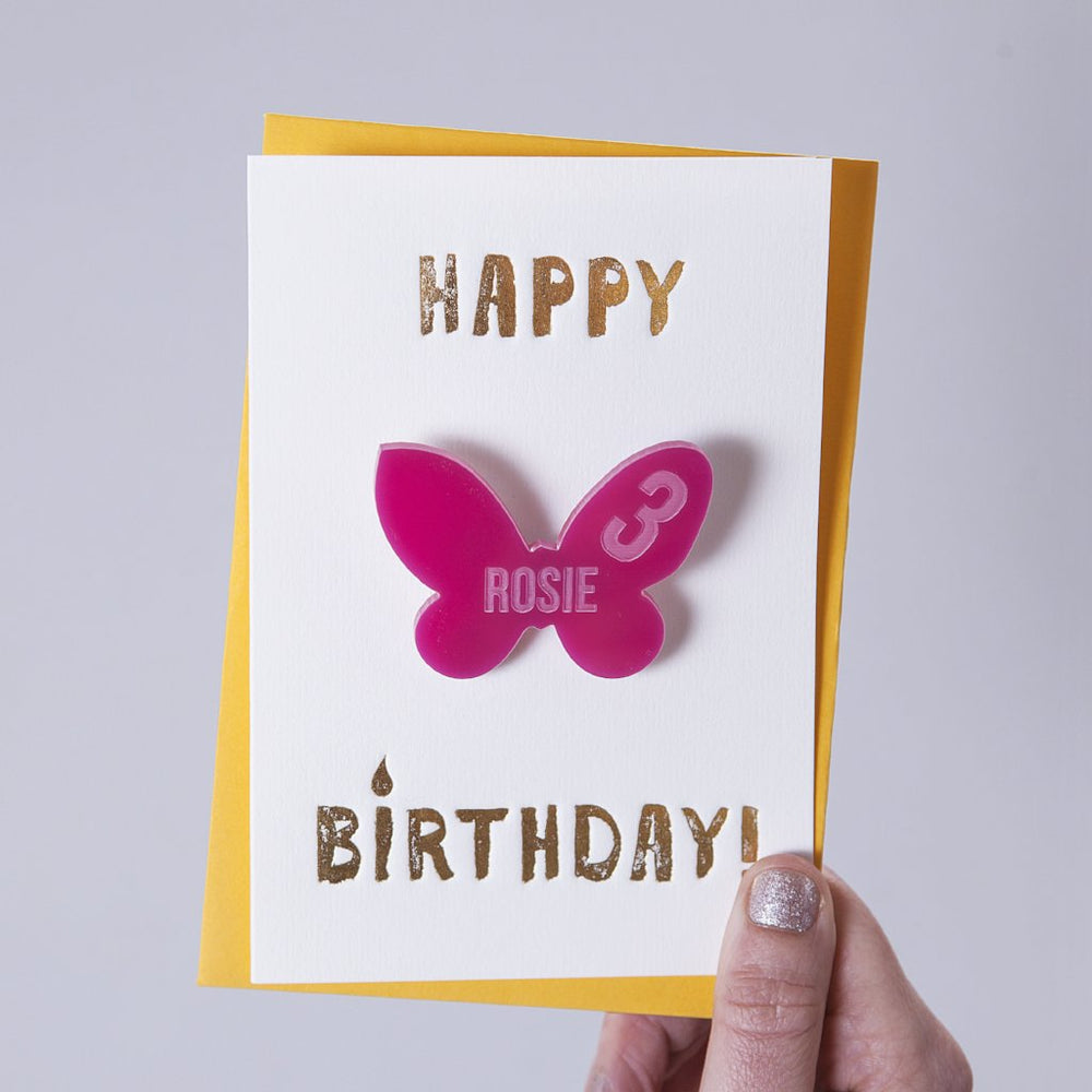 Birthday Butterfly Badge Card by Clouds and Currents