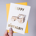 Tractor Badge Birthday Card by Clouds and Currents