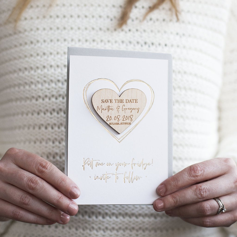 Luxury Save The Date Heart Magnet Cards by Clouds & Currents