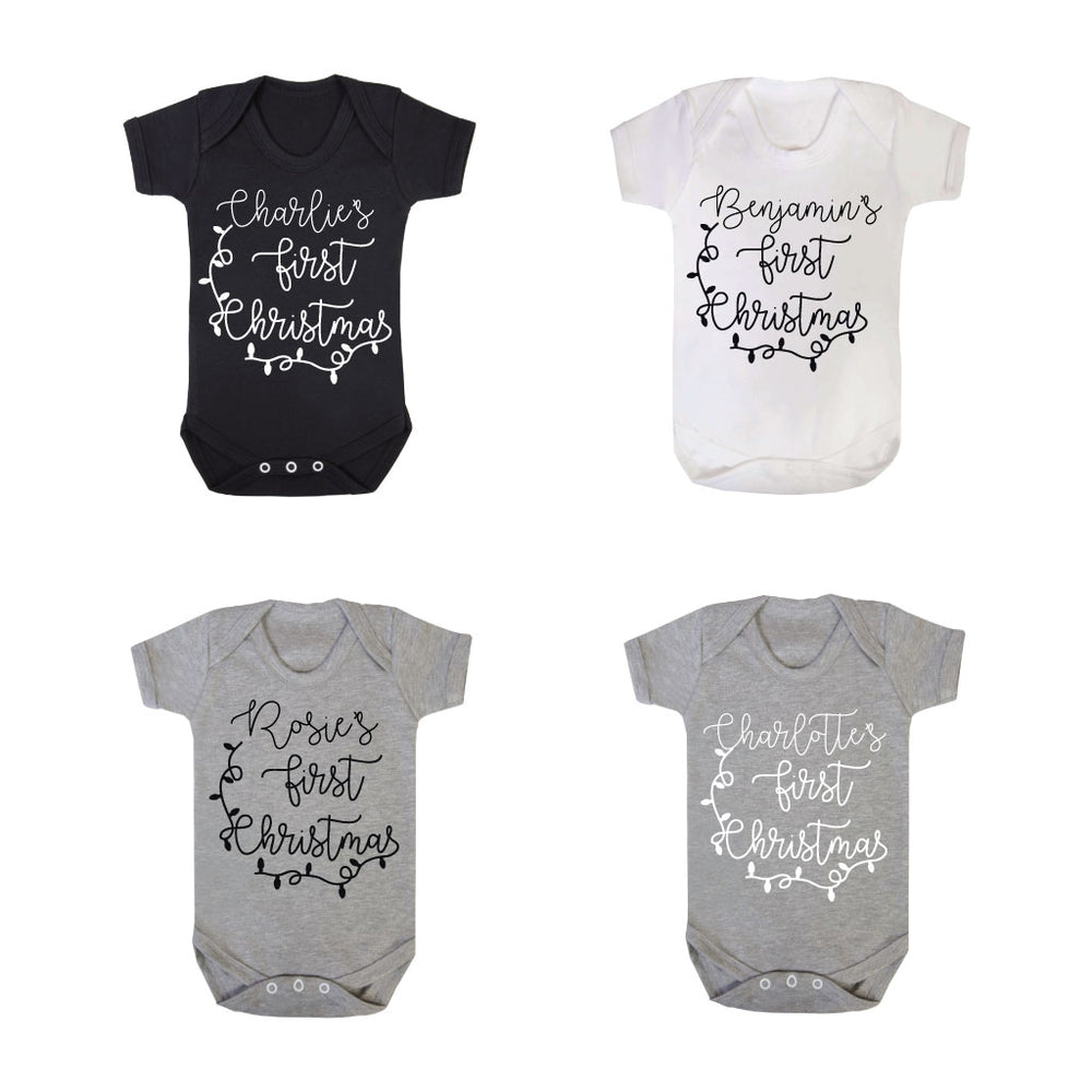 Personalised First Christmas Lights Babygrow by Clouds & Currents