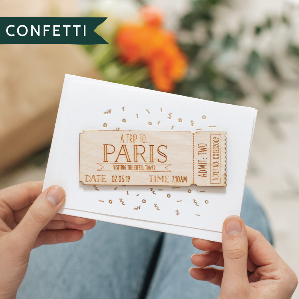 Personalised Wooden Ticket Gift Card by Clouds and Currents
