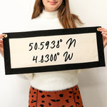 Personalised Coordinates Fabric Wall Art Banner by Clouds & Currents