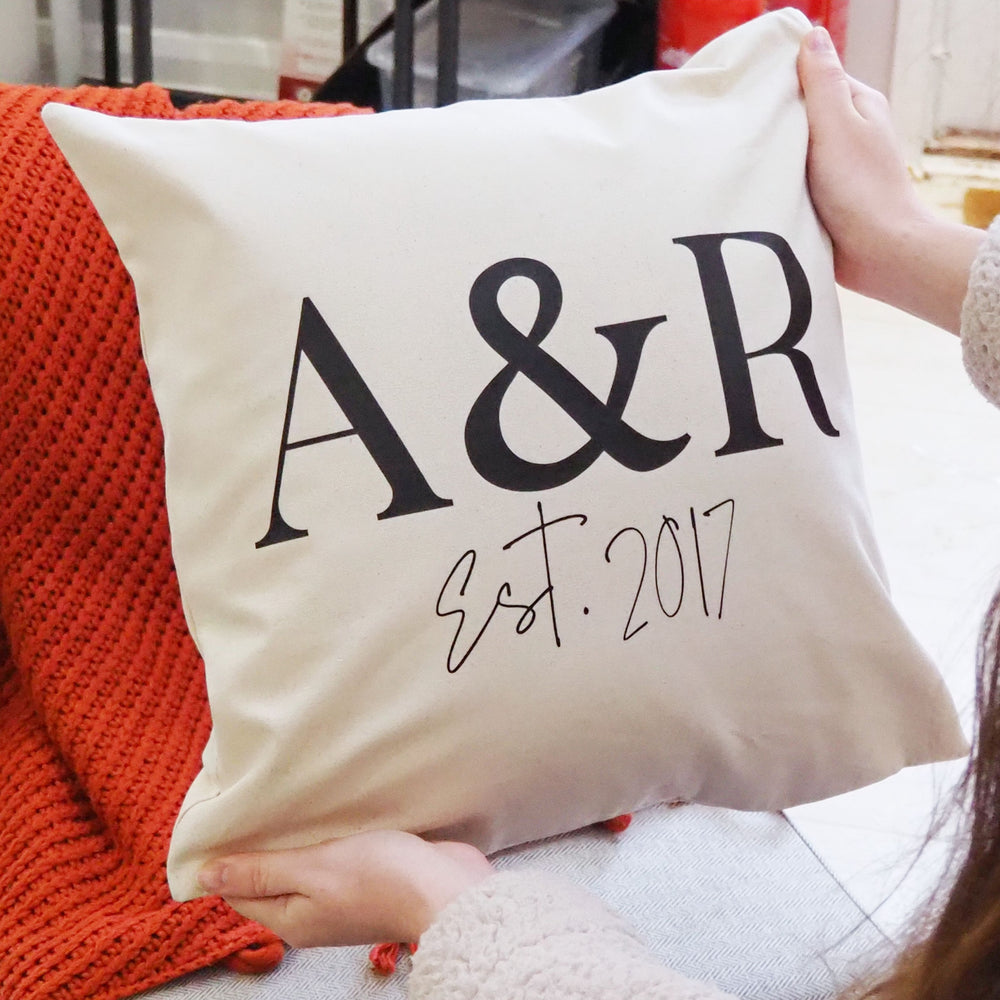 Personalised Couples Initials & Date Cushion
