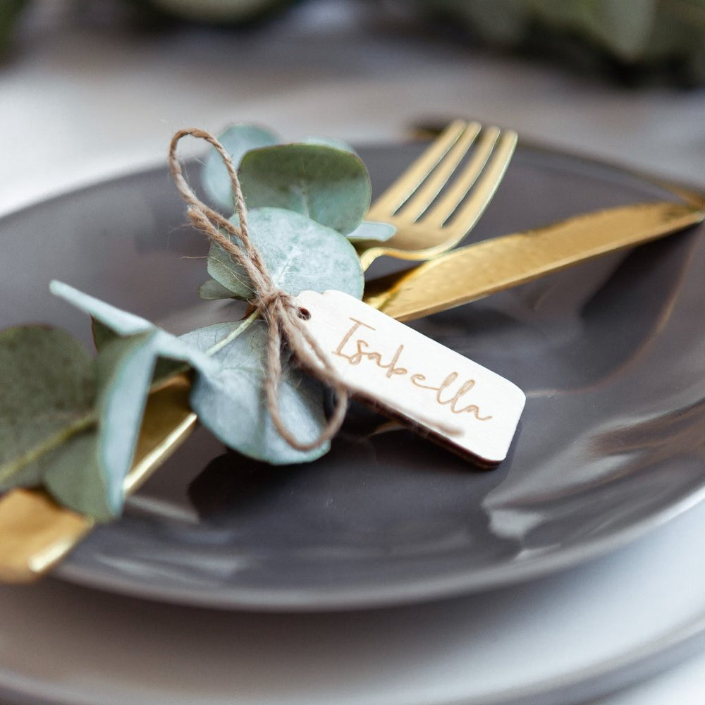 Engraved Christmas Place Settings by Clouds and Currents