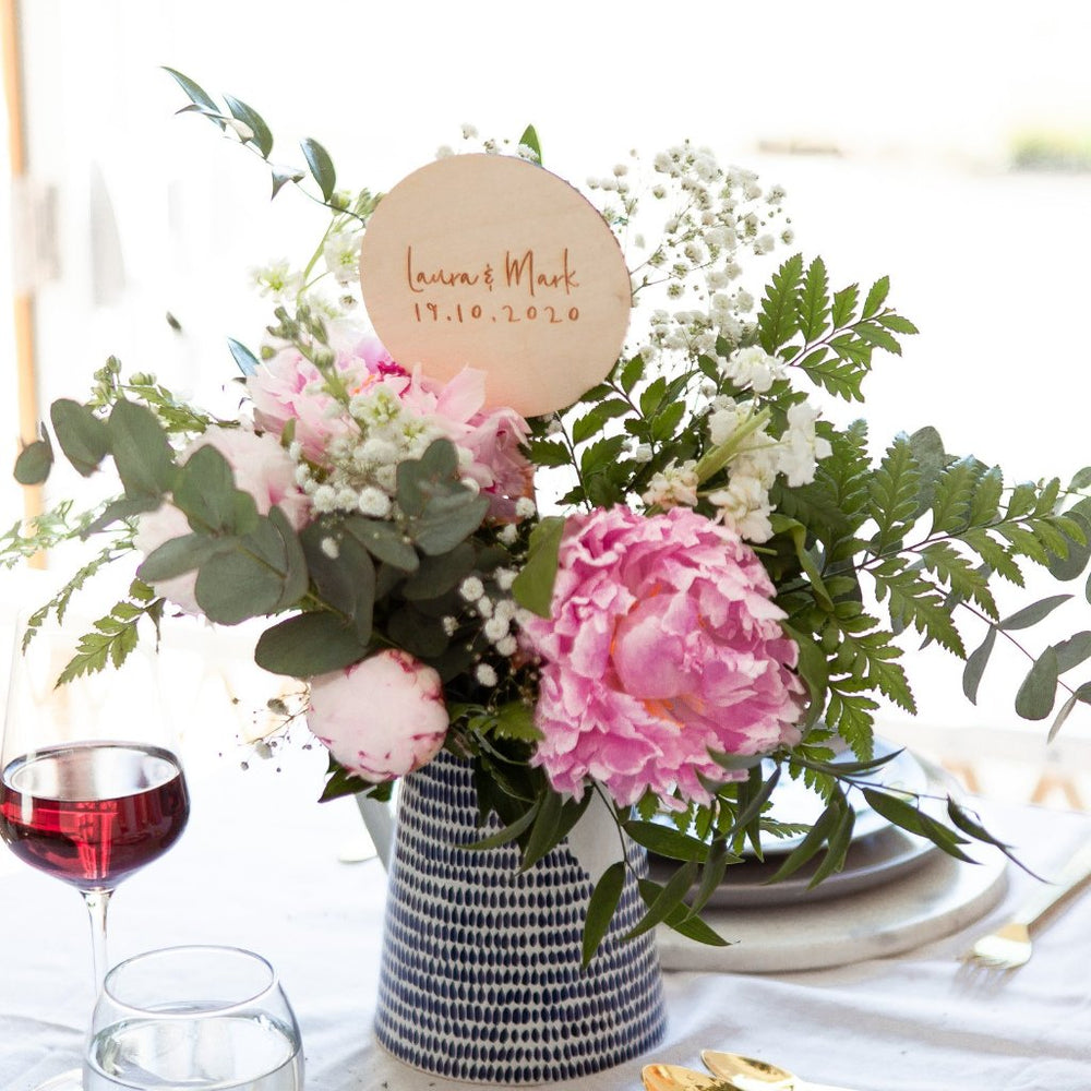 Circular Wedding Table Names by Clouds and Currents