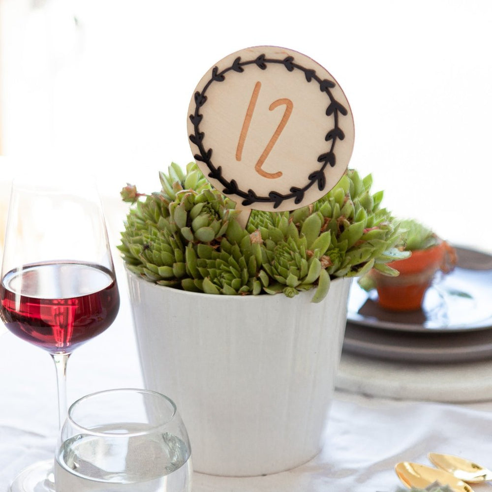 Wreath Wedding Table Numbers by Clouds & Currents