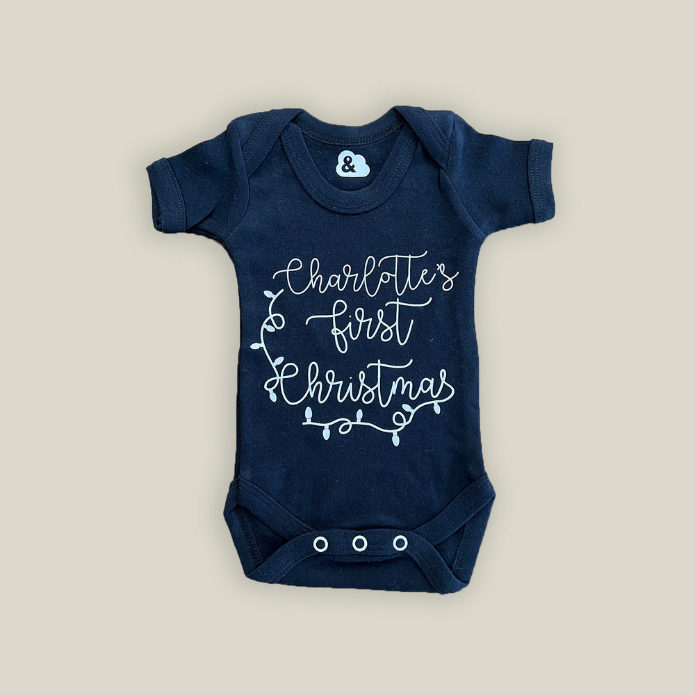 SAMPLE Newborn 'Charlotte's First Christmas' Baby Grow