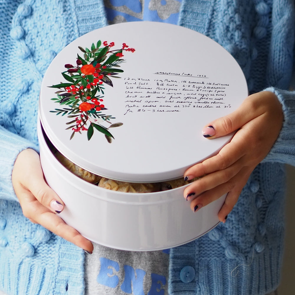 Personalised Handwritten Christmas Recipe Cake Tin