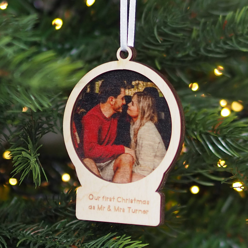 Personalised Couples Christmas Photo Bauble