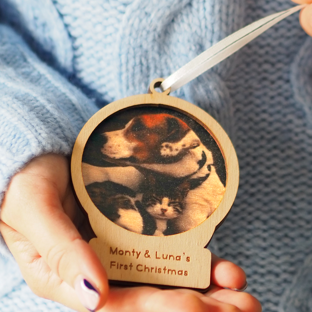 Personalised Photo Snow Globe Christmas Bauble By Clouds and Currents