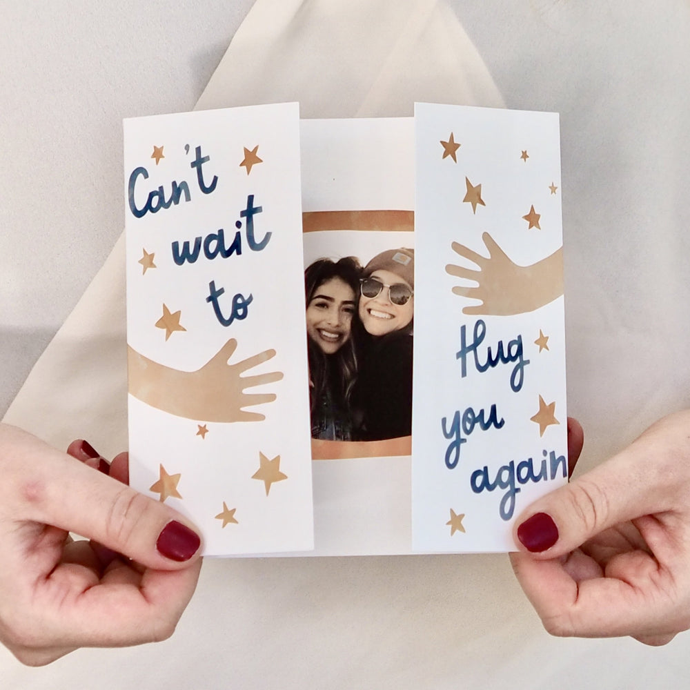 Personalised Can't Wait To Hug You Photo Keepsake Card