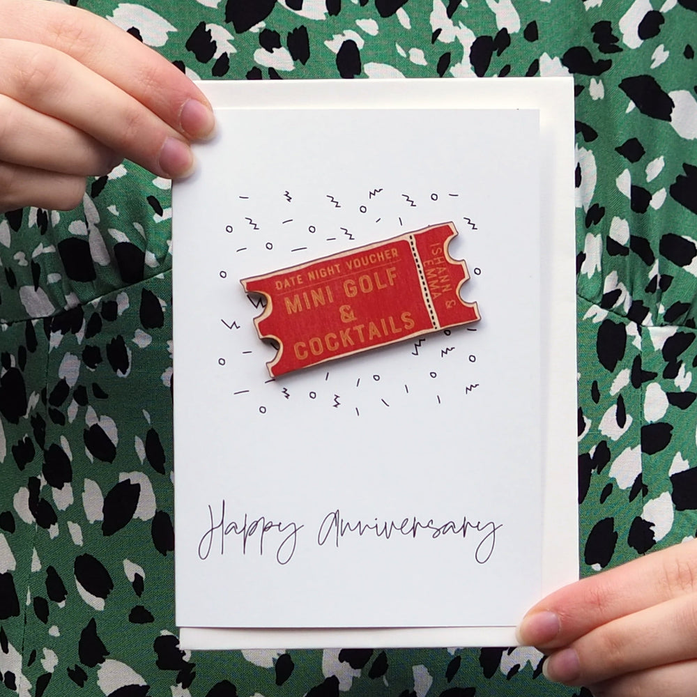 Personalised Date Night Ticket Anniversary Card