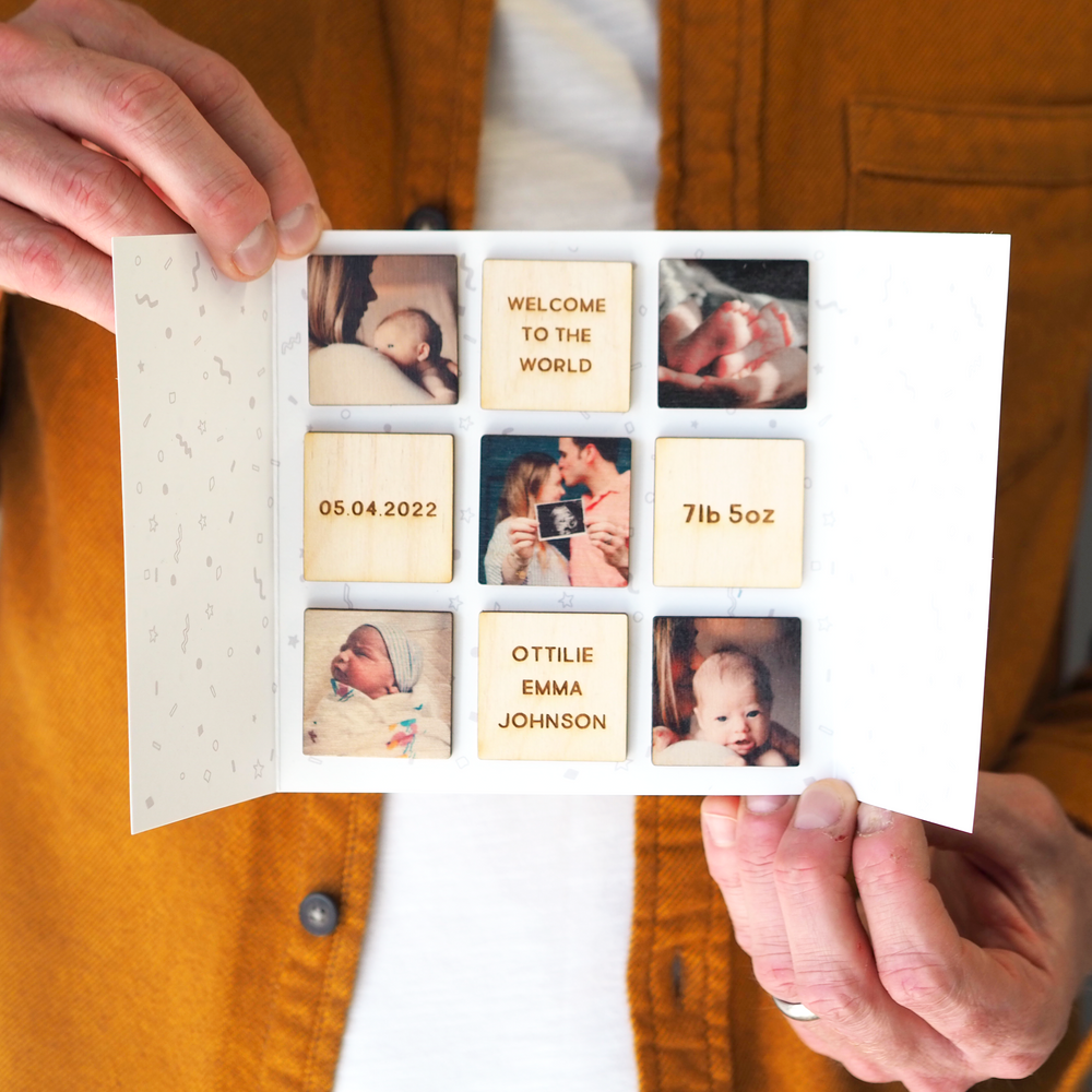 Personalised New Baby Photo Magnet Card