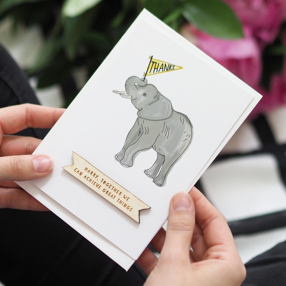Personalised Elephant Thank You Card