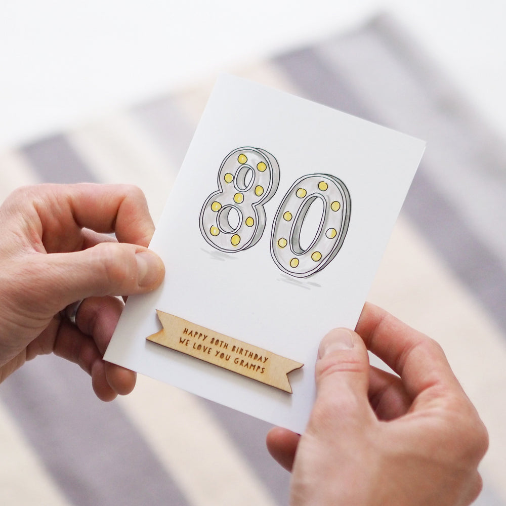 Personalised 80th Birthday CardClouds and Currents