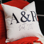 Personalised Couples initials and date Cushion by Clouds & Currents 