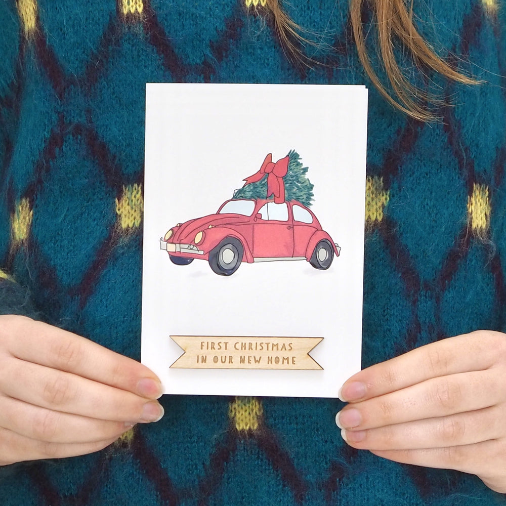 Personalised Red Christmas Car Card by Clouds and Currents 