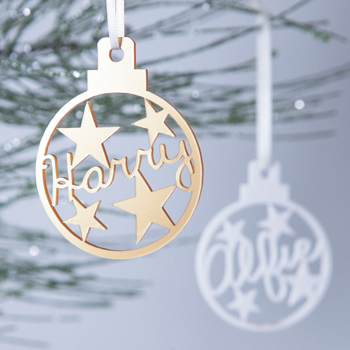 Personalised Christmas Star Name Bauble