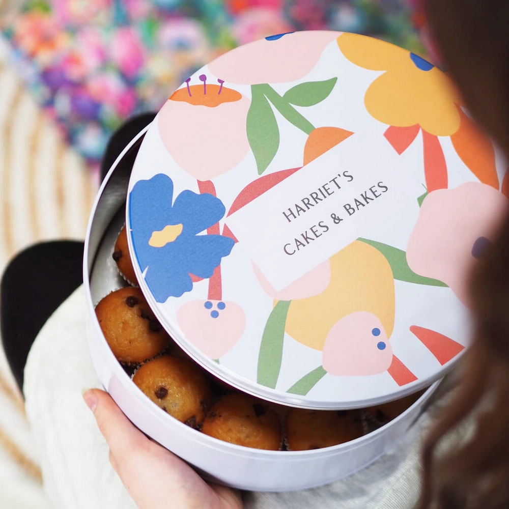 Personalised Floral Cake Tin by Clouds and Currents