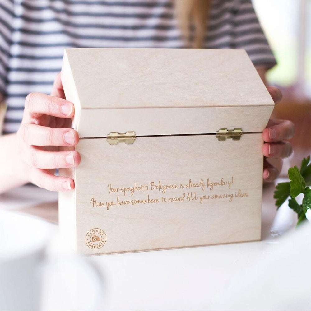 Personalised Wooden Favourite Recipe Box by Clouds & Currents 